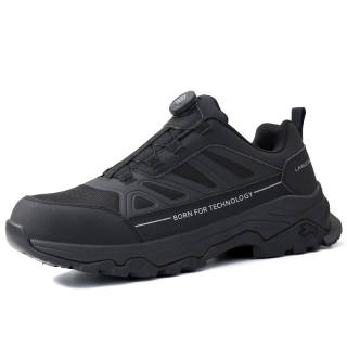 LANGTAN Slip Resistant Abrasion Resistant Support Low top Outdoor Shoes Men's Black
