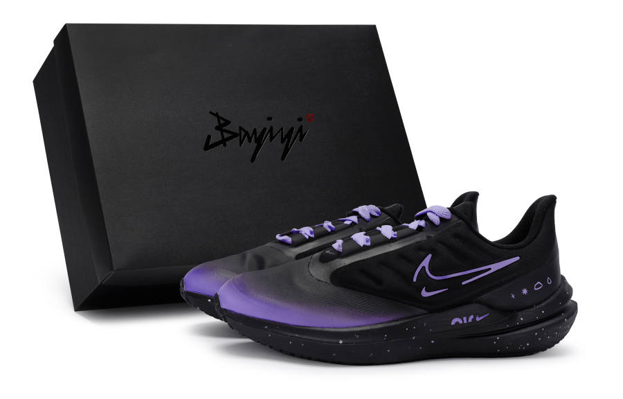 Nike Nike Zoom Winflo 9 Slip Resistant Slip Resistant Low top Casual Running Shoes Men's Black Purple