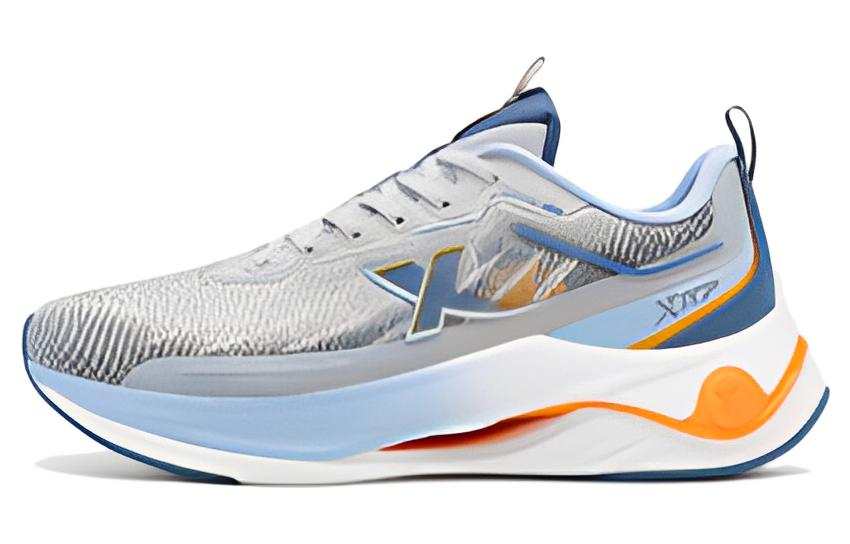 XTEP Cushioning Slip Resistant Abrasion Resistant Low top Running Shoes Men's Gray Blue Orange