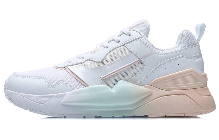 Li-Ning Li Ning Cushioning Slip Resistant Abrasion Resistant Low top Running Shoes Women's White Apricot