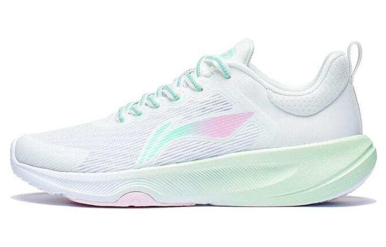 Li-Ning Li Ning Lanying Light Comfortable Textile, TPU Low top Running Shoes Women's White Cyan Pink