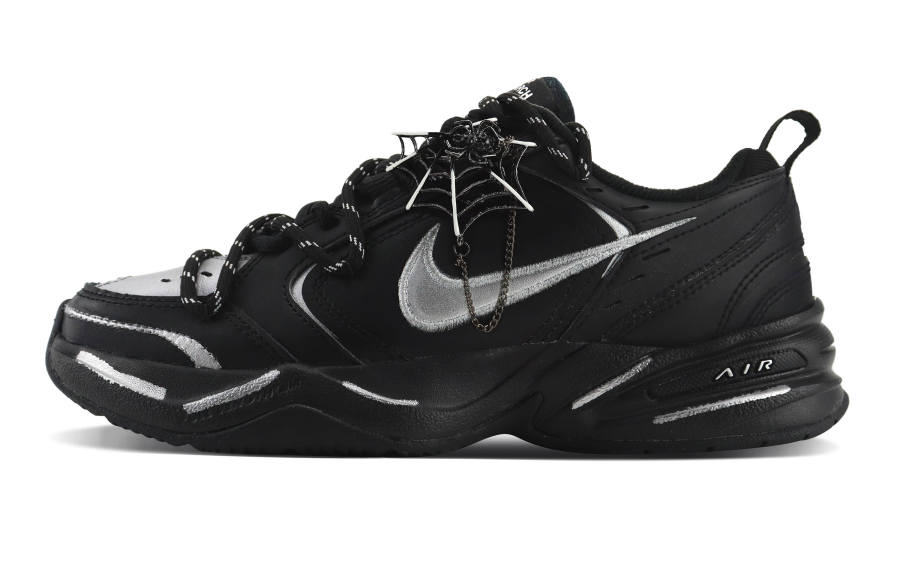 Nike Nike Air Monarch 4 Abrasion Resistant Height Increasing Low top Chunky Sneakers Unisex Black Silver
