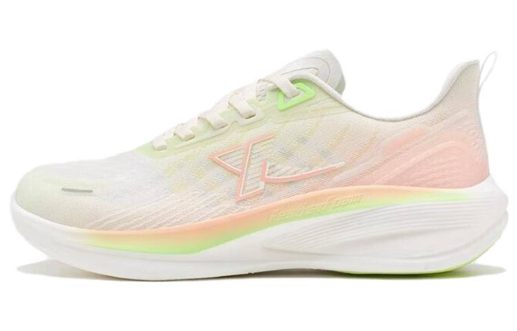 XTEP Comfortable Fabric Cushioning Slip Resistant Abrasion Resistant Low top Running Shoes Women's White Green Orange