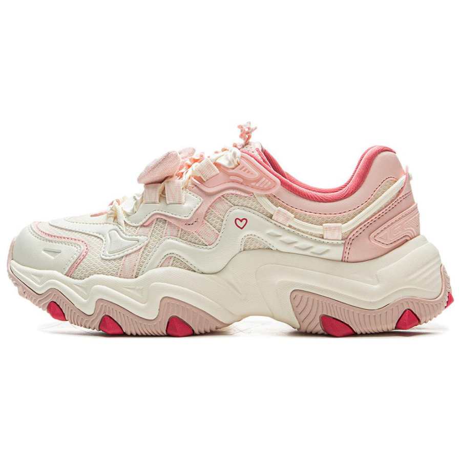 Li-Ning LOL x Li Ning Cat Paw Lite 2 Slip Resistant Abrasion Resistant Low top Chunky Sneakers Women's Beige Pink