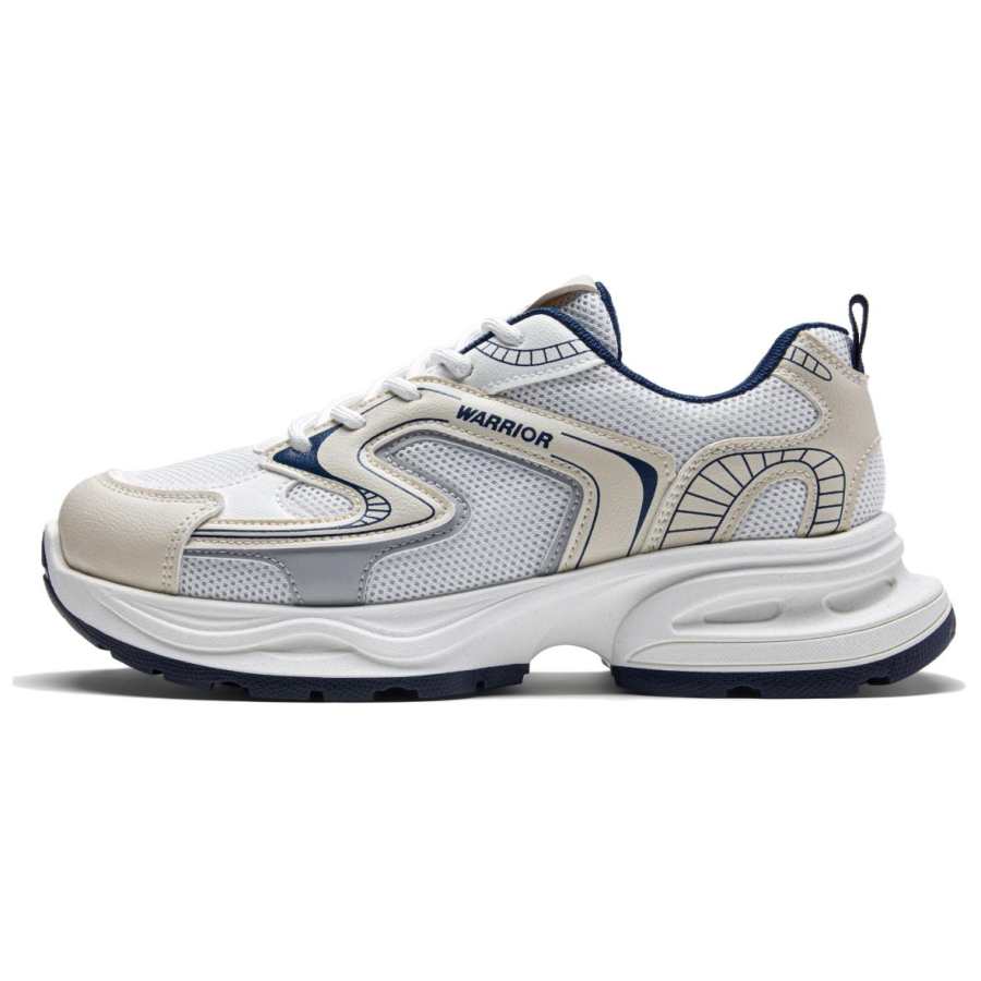 Warrior Slip Resistant, Abrasion Resistant, Height Increasing Low top Chunky Sneakers Women's White Rice Gray