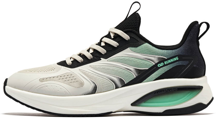 QIAODAN Abrasion Resistant Breathable Low top Running Shoes Men's Gray Green Black