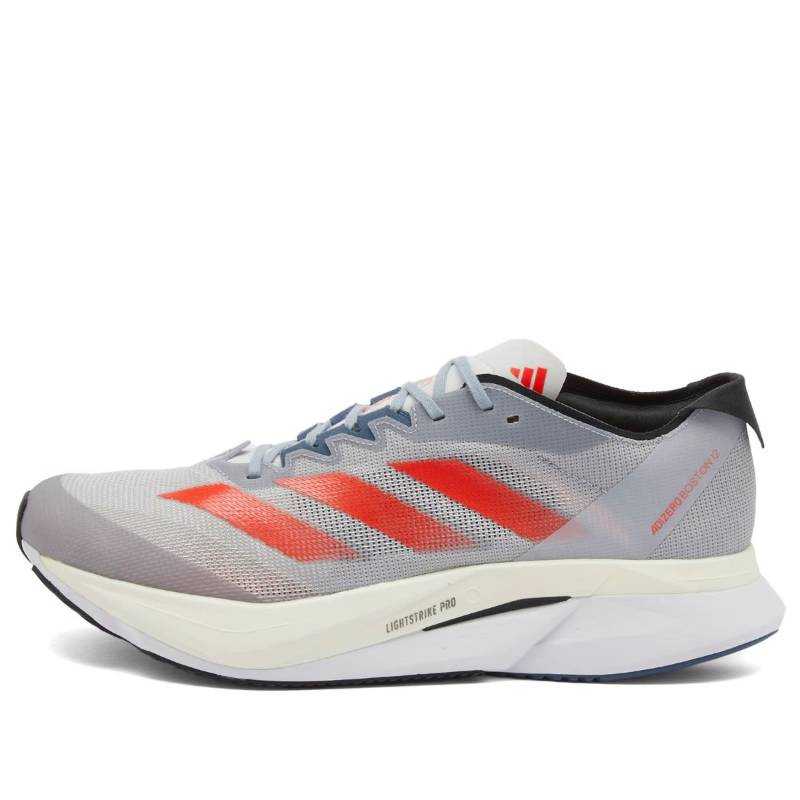 Adidas Adidas Adizero Boston 12 Comfortable Slip Resistant Abrasion Resistant Low top Running Shoes Men's Gray Red
