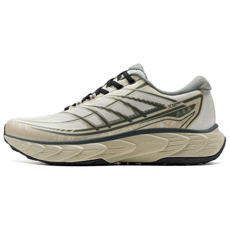 XTEP Synthetic Leather Slip Resistant Abrasion Resistant Low top Casual Running Shoes Men's Beige Green