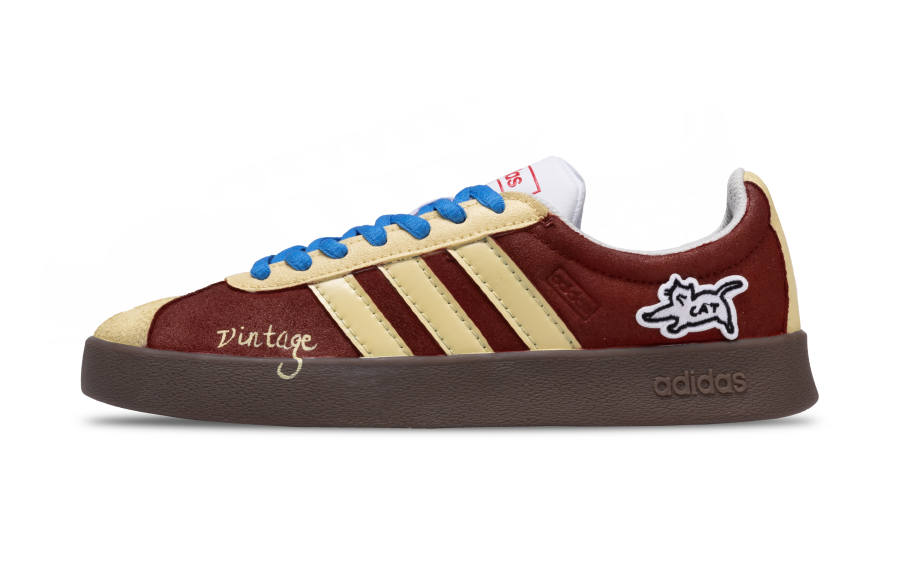Adidas Adidas VL COURT 2.0 Kitten Inspector Leather Cushioning, Wear Resistant Low top Skateboard Shoes Unisex Dark Red