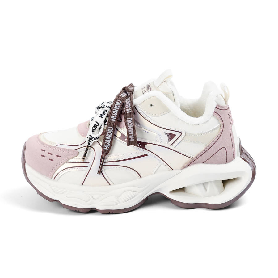 HUANQIU Synthetic Leather Thickened And Fleece Lined, Comfortable Lightweight Height Increasing Thermal Low top