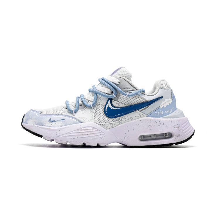 Nike Nike Air Max Fusion Synthetic Leather Cushioning Low top Running Shoes Men's White Blue