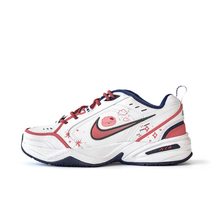 Nike Nike Air Monarch 4 Light Filtering Oil Paintings Slip Resistant Abrasion Resistant Low top Chunky Sneakers Unisex White