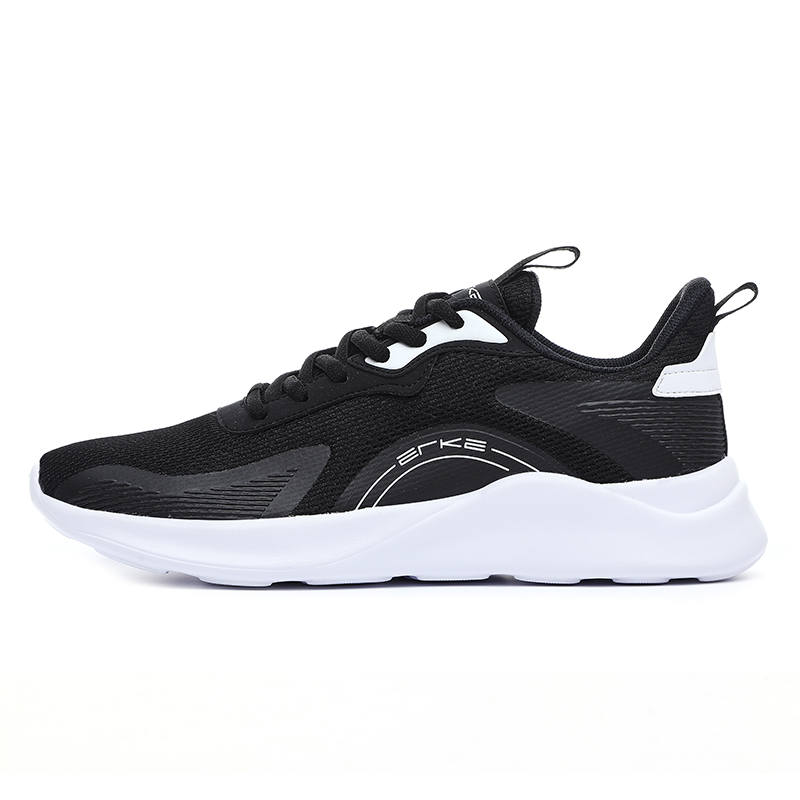Erke Cushioning, Wear Resistant Low top Running Shoes Men's Jet Black True White