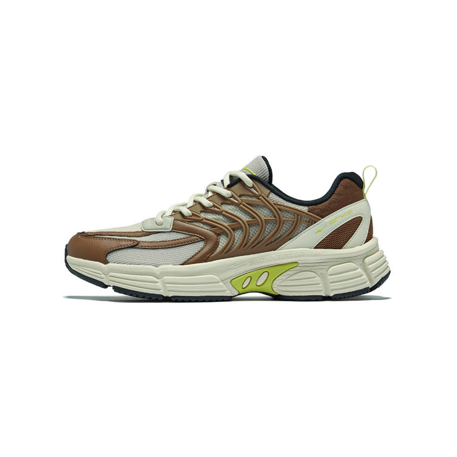 Erke Fishbone Slip Resistant Abrasion Resistant Low top Running Shoes Men's Brown Green
