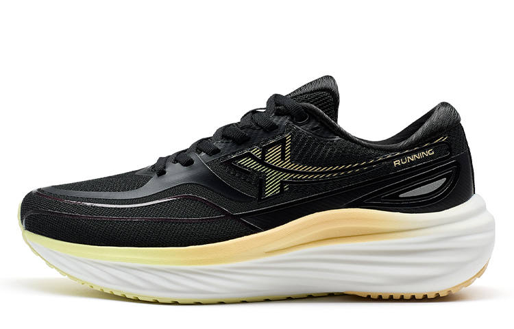 XTEP Running Shoes Women's Low Top Black/Yellow Fluorescent