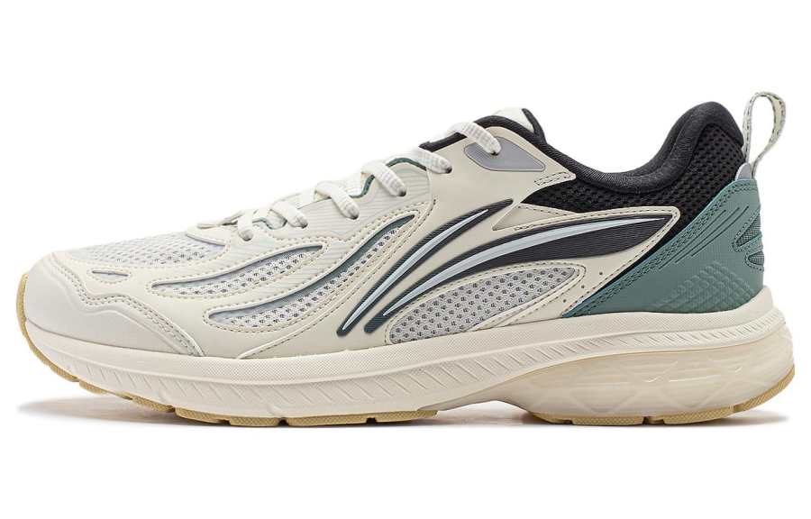 Li-Ning Li Ning Fabric Cushioning Slip Resistant Abrasion Resistant Low top Running Shoes Men's Ecru