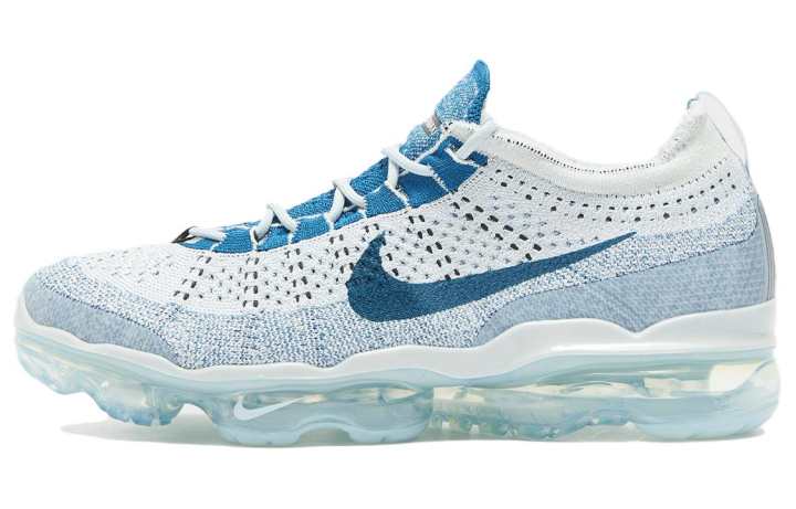 Nike Nike VaporMax Flyknit Abrasion Resistant Breathable Low top Running Shoes Men's White Blue