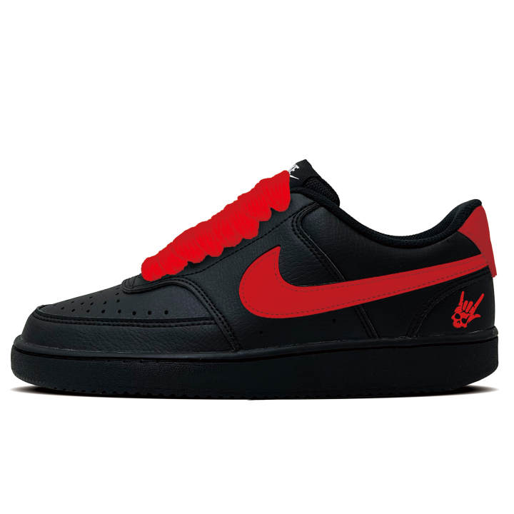 Nike Nike Court Vision 1 Red Skeleton Abrasion Resistant Low top Skateboard Shoes Men's Black