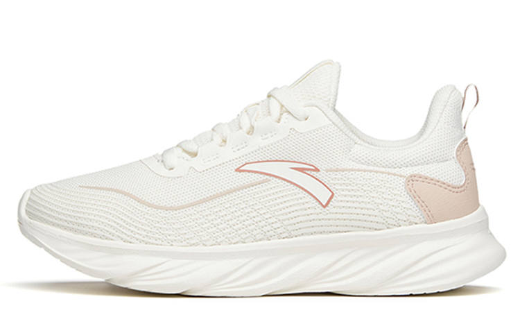 Anta Comfortable Round Toe Cushioning Slip Resistant Abrasion Resistant Low top Running Shoes Women's Beige Pink