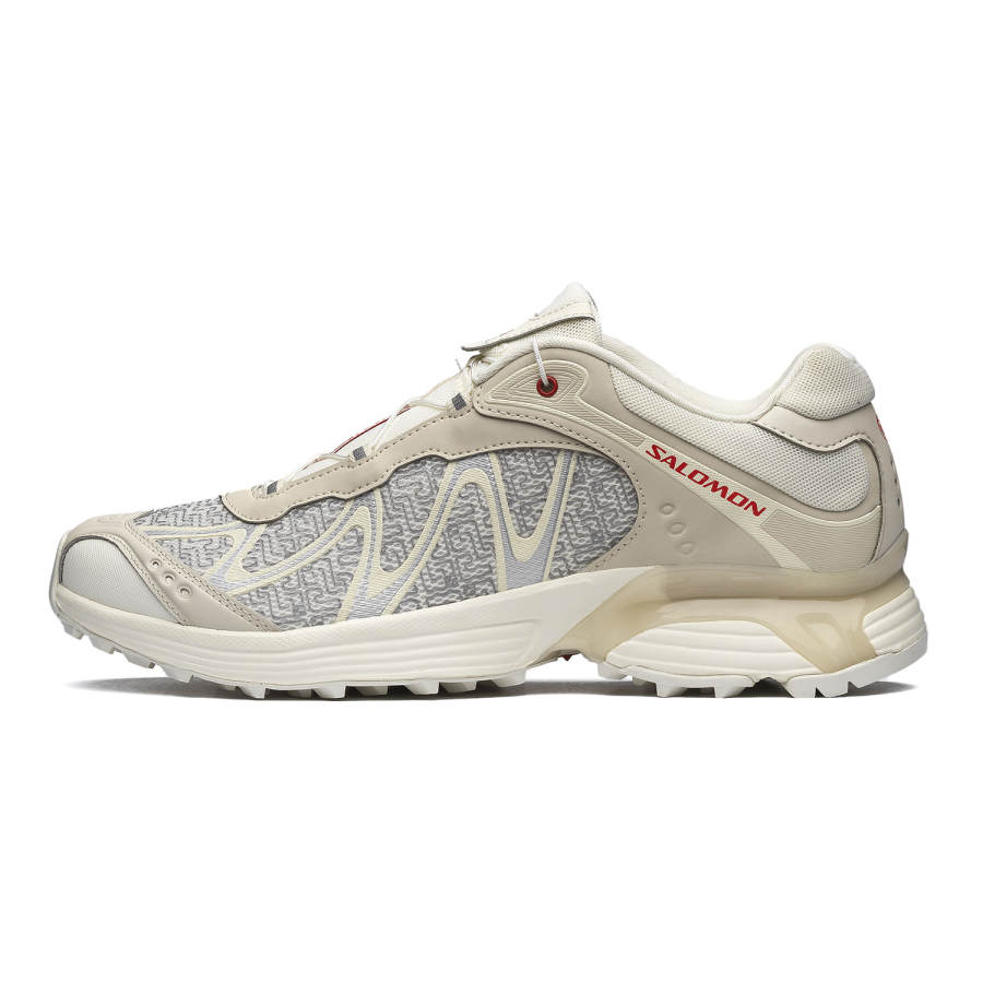 SALOMON Fabric Low top Running Shoes Unisex Vanilla Earth Gray Fire Red
