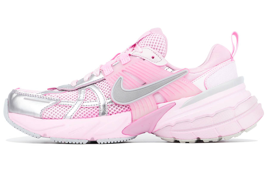 Nike Nike V2K Run Mesh Abrasion Resistant Breathable Low top Running Shoes Unisex Pink Silver White