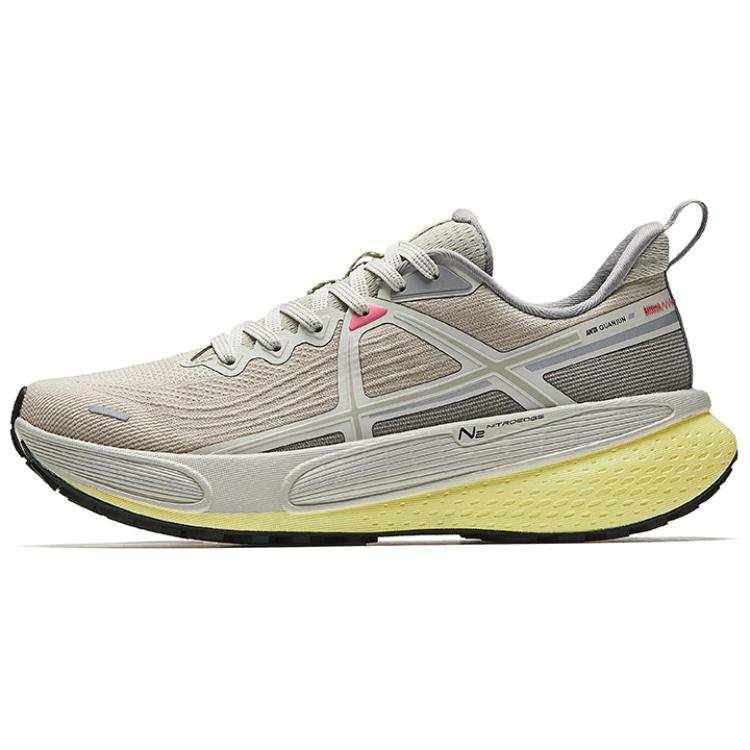 Anta Slip Resistant Abrasion Resistant Slip Resistant Abrasion Resistant Low top Running Shoes Women's Beige Gray