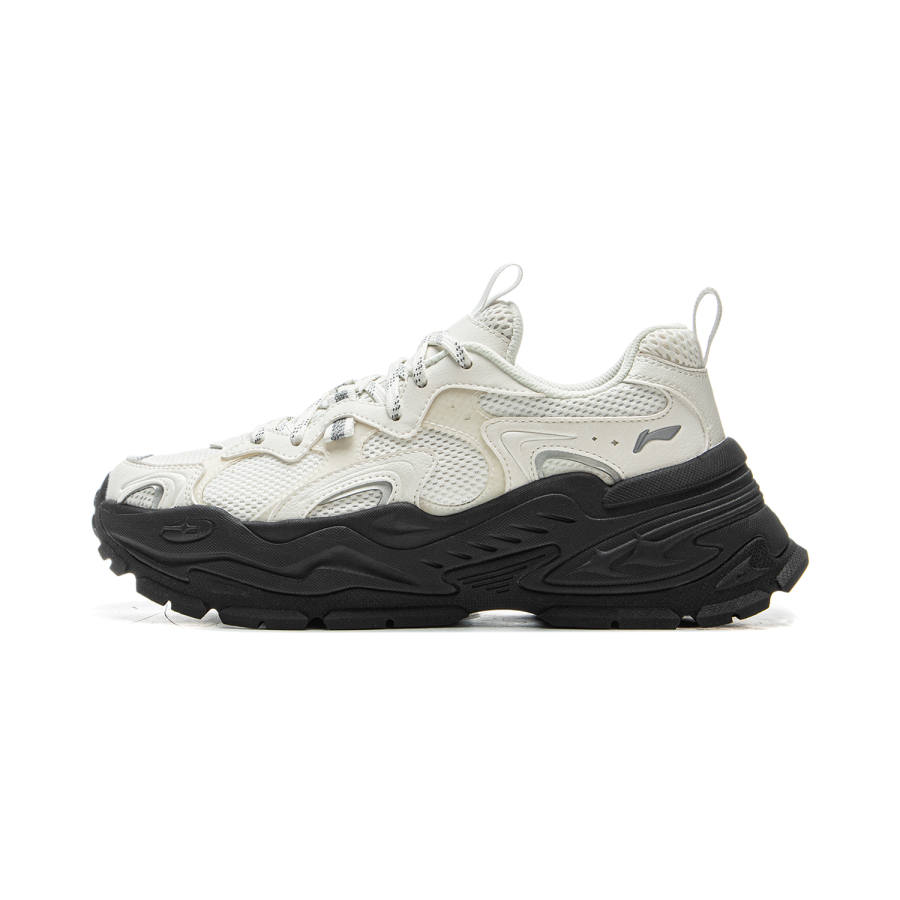 Li-Ning Li Ning Star Cushioning Abrasion Resistant Breathable Height Increasing Low top Casual Shoes Women's Champagne White