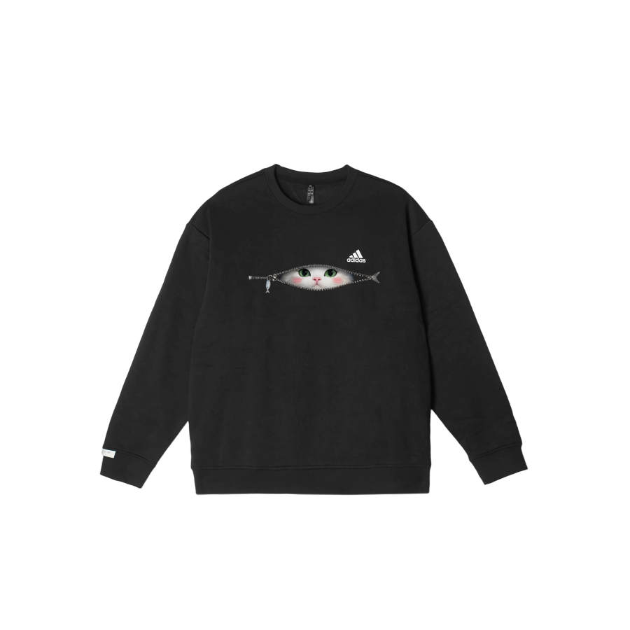 Adidas Adidas LABEL Sweatshirts Unisex Black Crew Neck Thickened
