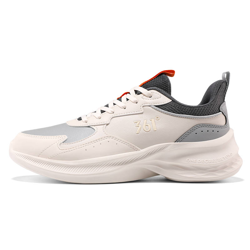 361° Slip Resistant Abrasion Resistant Low top Sprint Running Shoes Men's Beige Gray