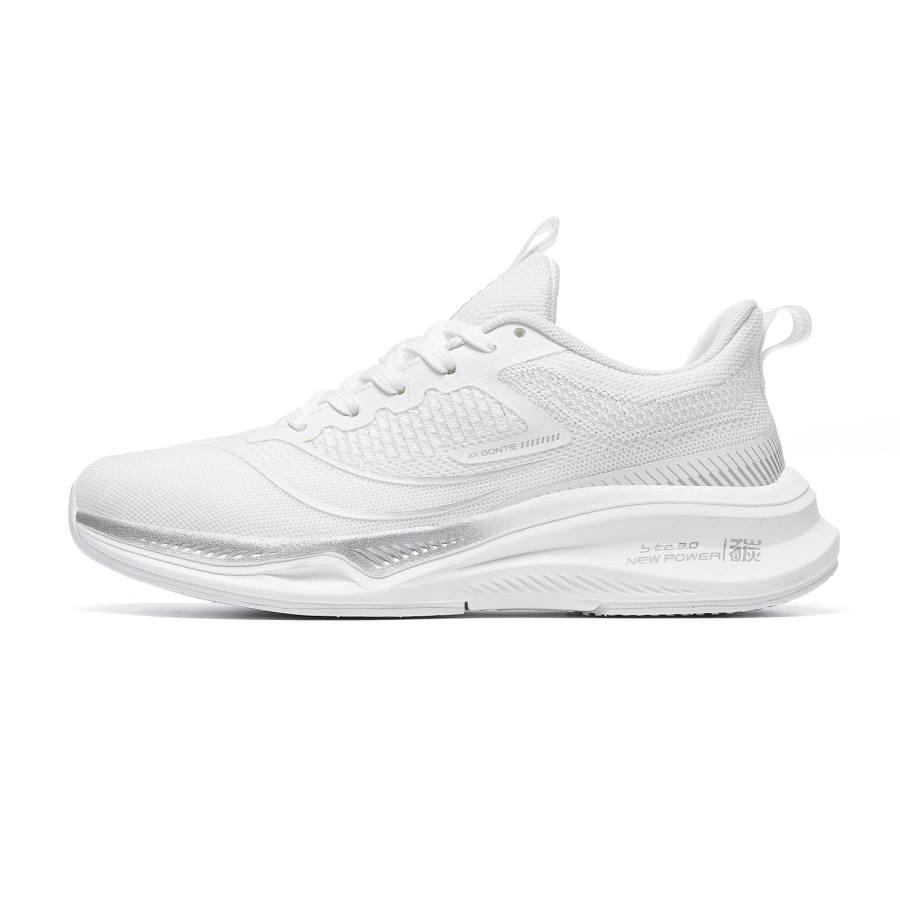 BTE Low top Casual Long Distance Running Sprint Physical Fitness Test & Exam Running Shoes Unisex Aurora White Silver