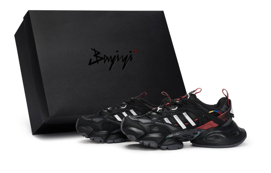 Adidas Adidas XLG RUNNER DELUXE Slip Resistant Abrasion Resistant Low top Running Shoes Unisex Black Red Silver