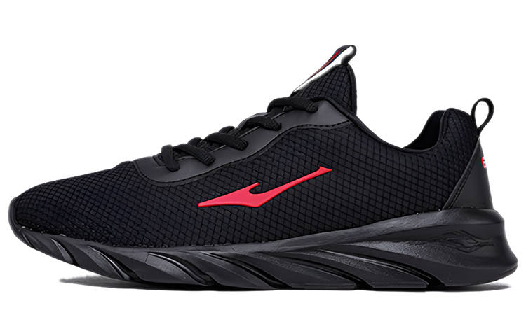 Erke Shock Absorbers Slip Resistant, Abrasion Resistant, Breathable Low Top Running Shoes Men's Black Red