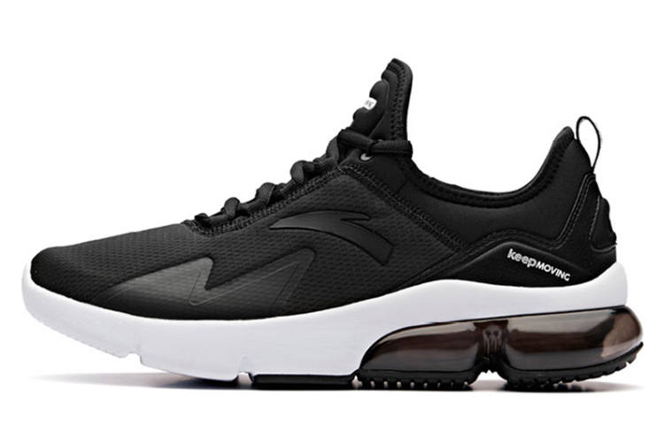 Anta Fabric Cushioning Slip Resistant Breathable Coverage Low top Running Shoes Men's Black White