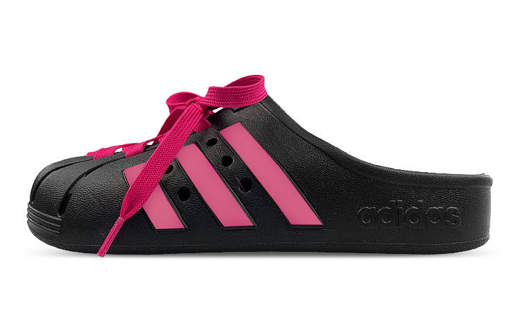 Adidas Adidas Adilette Abrasion Resistant Slip Resistant Closed Toe Slippers Unisex Black Pink
