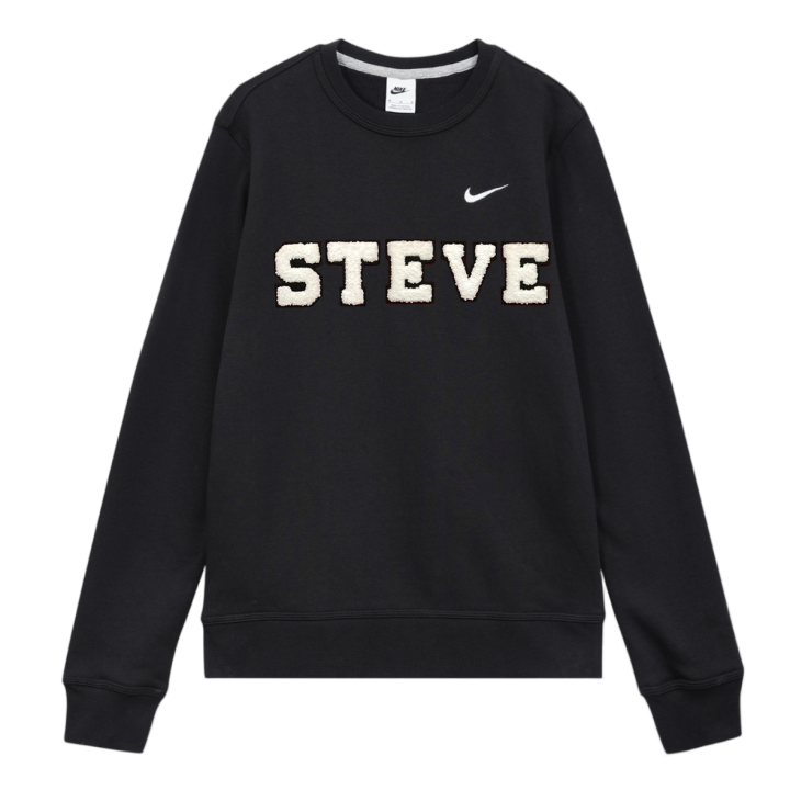 Nike Nike Your Friend STEVE Letter Terry Loop Logo Print Pullover Fleece Lined Crew Neck Long Sleeved Sweatshirt Unisex