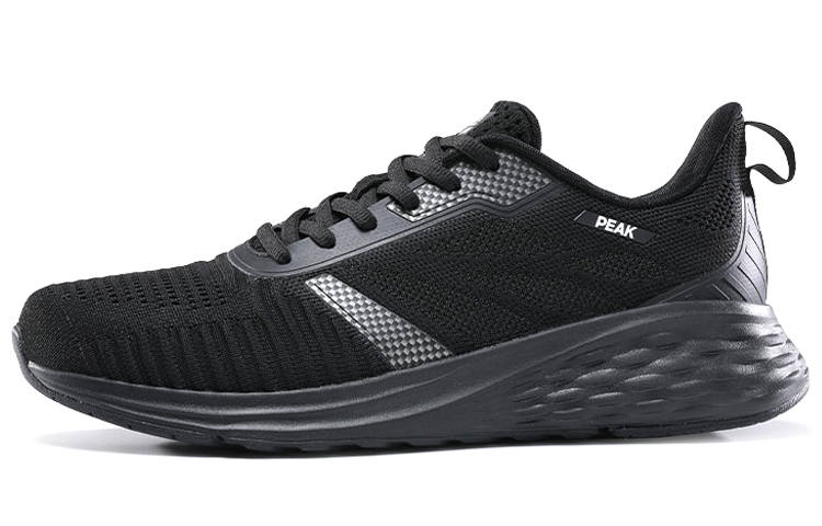 PEAK Textile, Synthetic Leather Cushioning Slip Resistant Abrasion Resistant Low top Running Shoes Men's Black