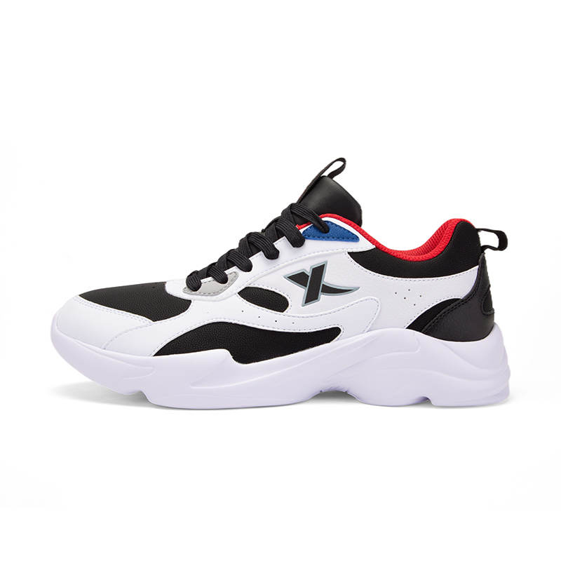 XTEP Synthetic Leather Wear resistant And Waterproof Low top Running Shoes Men's White Black Ash Gray
