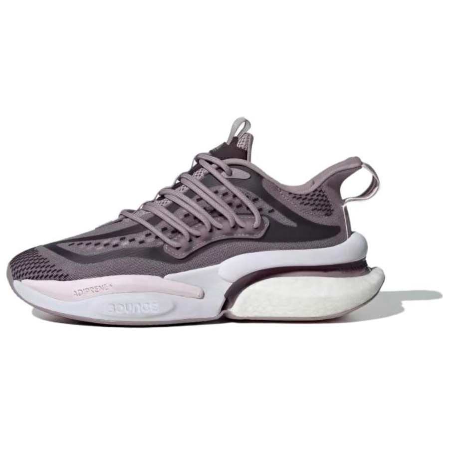Adidas Adidas ALPHABOOST V1 Slip Resistant Abrasion Resistant Low top Casual Running Shoes Women's Purple Gray