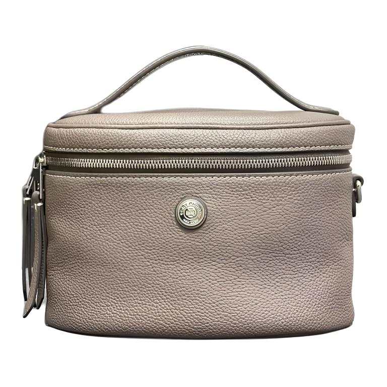 TORY BURCH Cow Leather Makeup Bag Women's Mushroom Gray