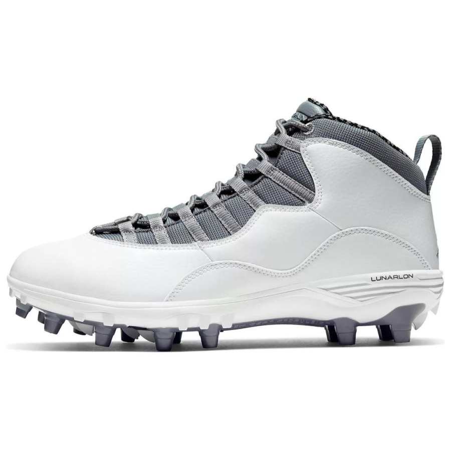 Jordan Jordan Air Jordan 10 Slip Resistant Abrasion Resistant Slip Resistant Abrasion Resistant Soccer Shoes Men's White Gray