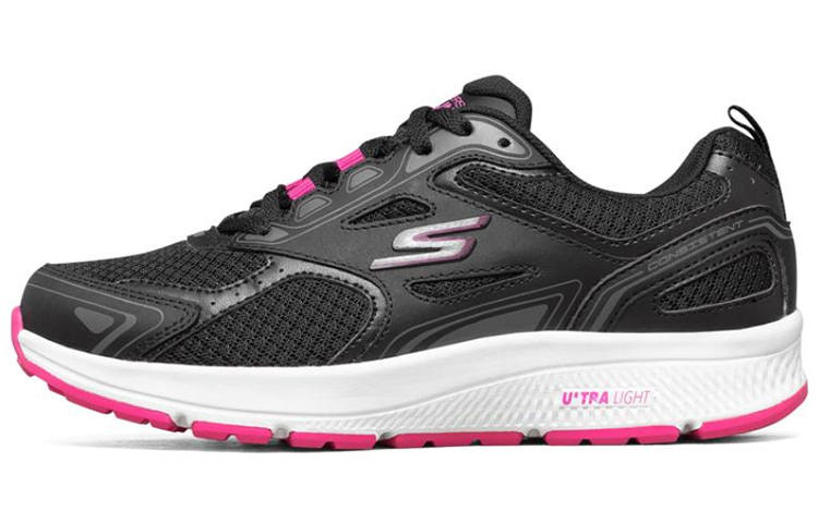 Skechers Go Run Consistent Mesh, Artificial Leather Breathable Low top Running Shoes Women's Black White