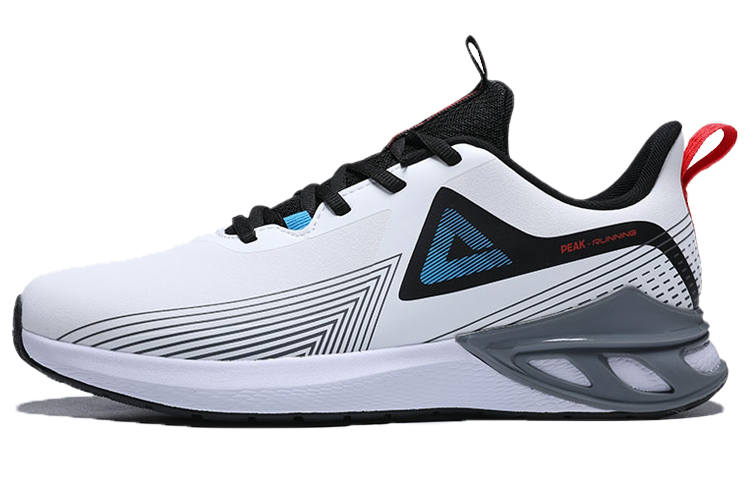 PEAK Leather Upper Cushioning Abrasion Resistant Breathable Slip Resistant Low top Running Shoes Men's White Black