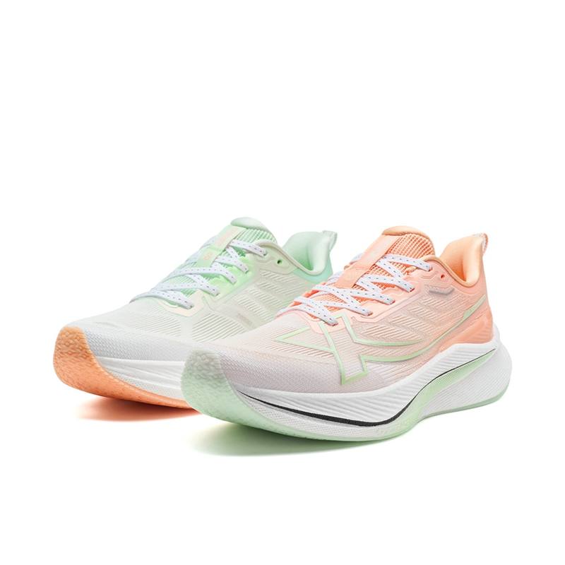 XTEP 2000km 3.0 Low top Training Physical Fitness Test & Exam Running Shoes Women's Green Orange Mismatched