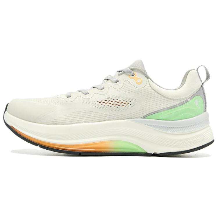QIAODAN Cushioning Slip Resistant Abrasion Resistant Low top Cushioning Gel Casual Running Shoes Men's White Gray Green