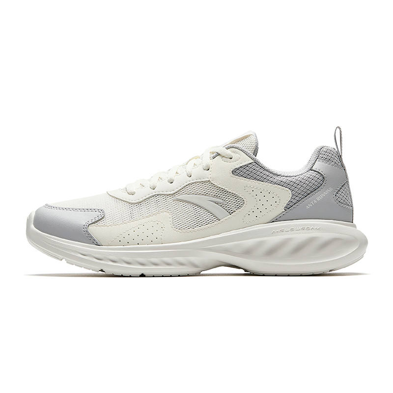 Anta Nebula Textile, Synthetic Leather Low top Fashion Running Shoes Men's Ivory White/Microchip Gray