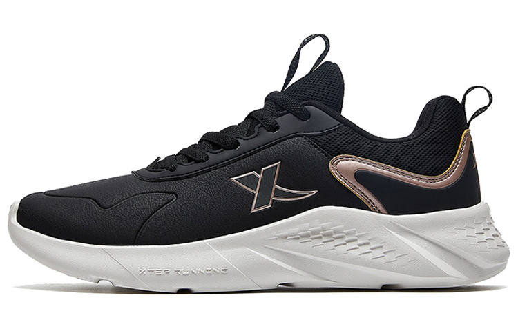 XTEP Shock Absorbers Slip Resistant Abrasion Resistant Lightweight Low top Running Shoes Women's Black Gold
