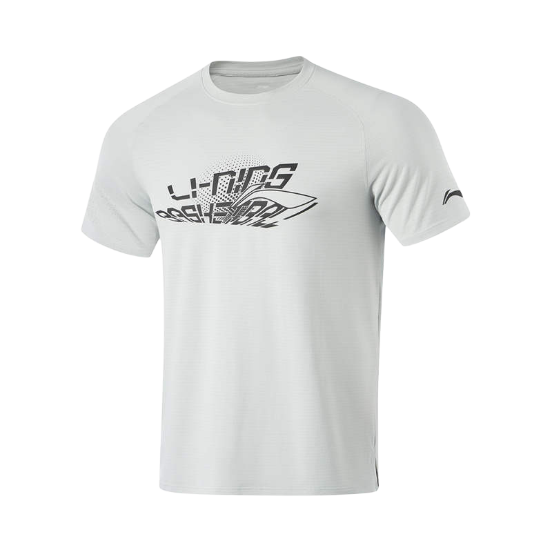 Li-Ning Li Ning T Shirts Men's Waterdrop Gray Crew Neck