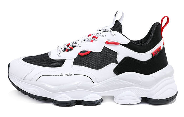 PEAK Fashion Mesh Cushioning Breathable Slip Resistant Low top Running Shoes Men's White Black