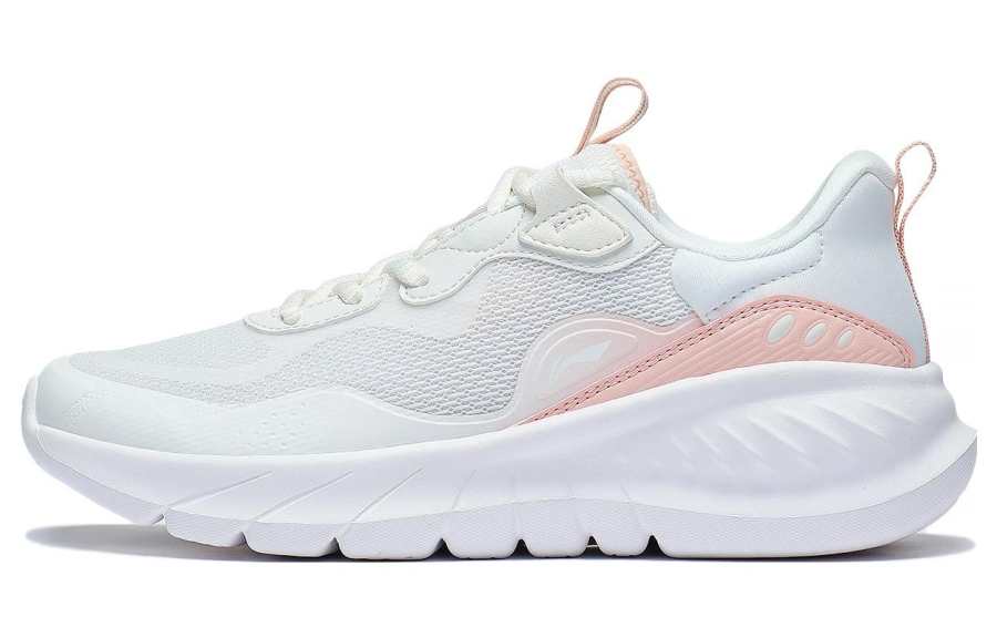 Li-Ning Li Ning Eazgo Flex Textile, Synthetic Leather Low top Casual Running Shoes Women's White Pink
