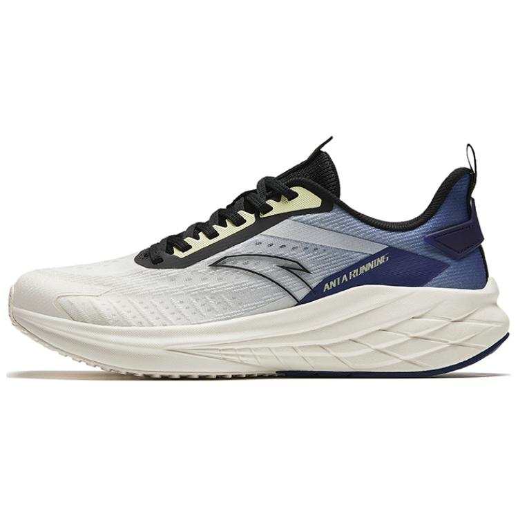 Anta Cushioning Slip Resistant Breathable Lightweight Rebound Low top Running Shoes Men's White Black Blue